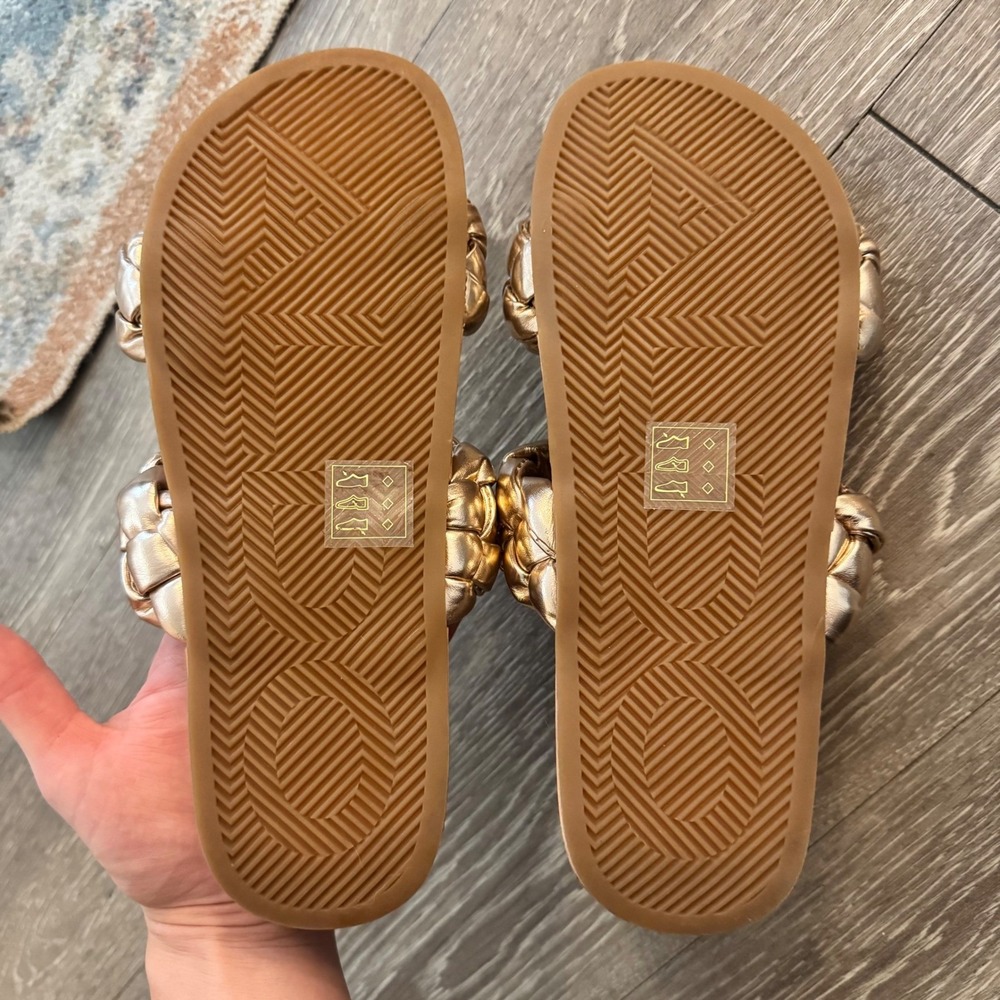 Aldo Metallic Braided‎ Double Strap Slides – Rose Gold, Size 8.5 NWOT - Picture 7 of 8